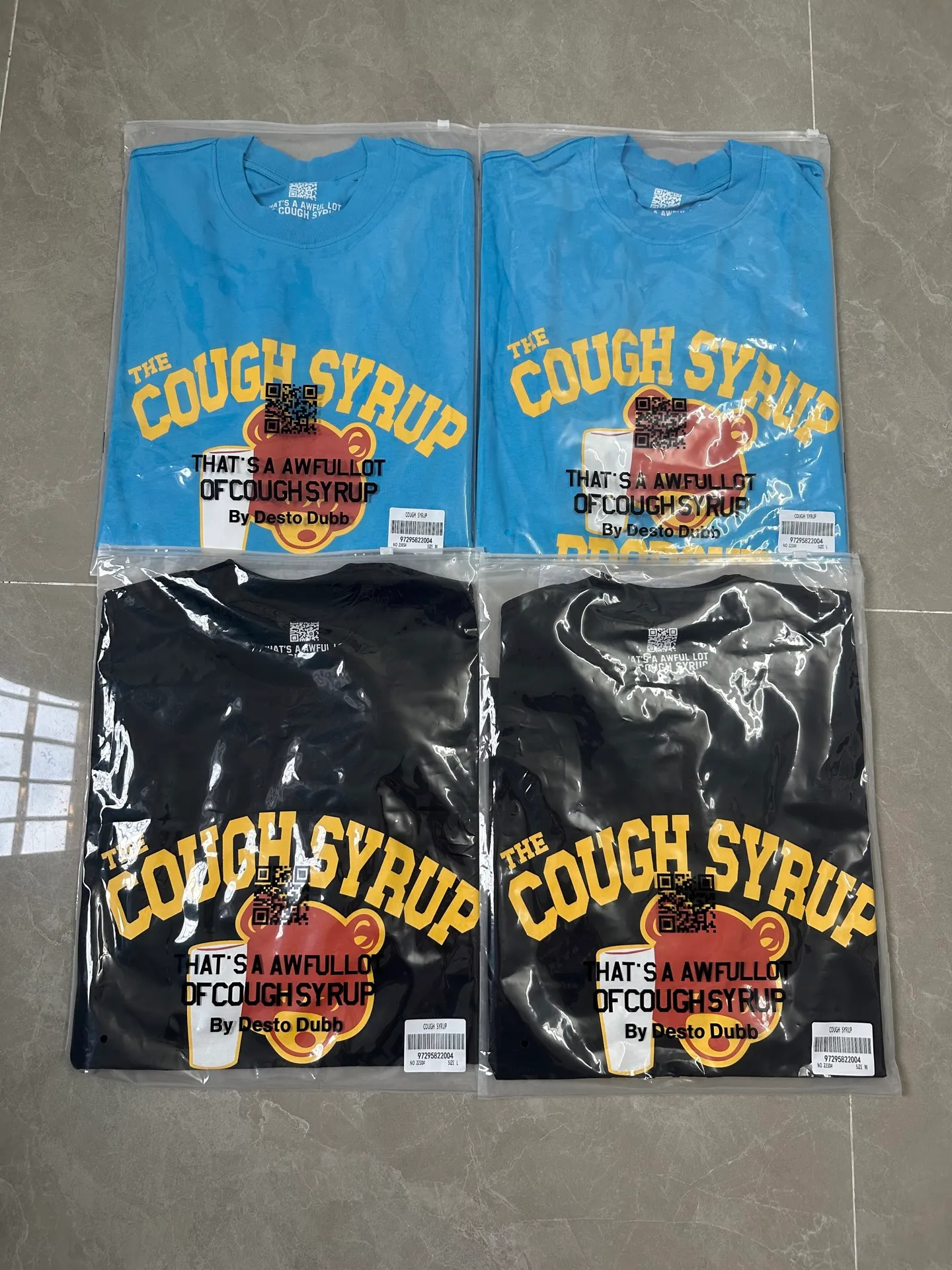 2230#Black/ THAT'S A AWFUL LOT OF COUGH SYRUP In Stock T （fabric):32 240 Sizes（size）：S-M- L- X L （colour）：Black/